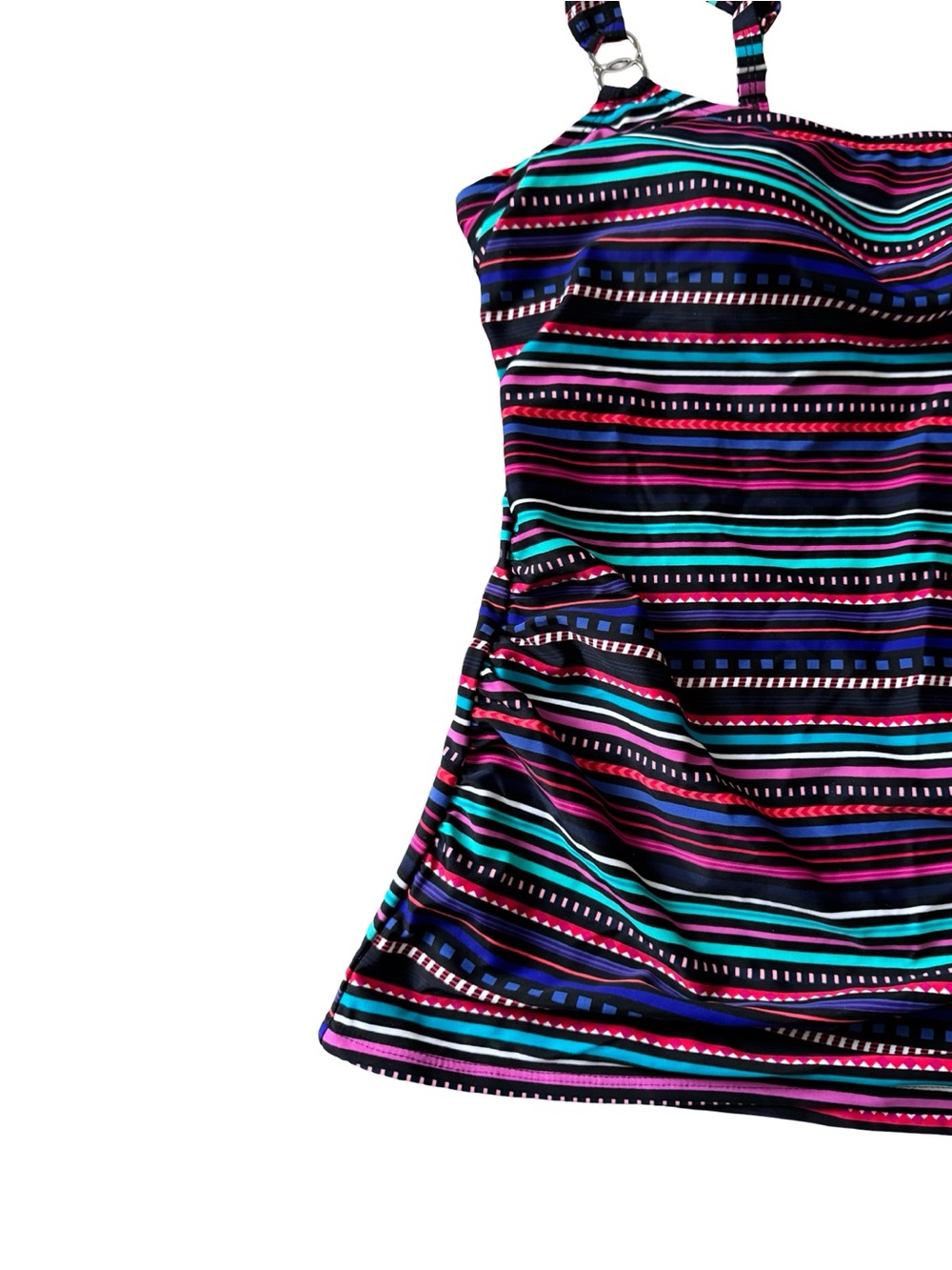 Krista Shape Solution Tankini Top XL Multicolor Stripe Waist Minimizer NWT - Picture 3 of 13